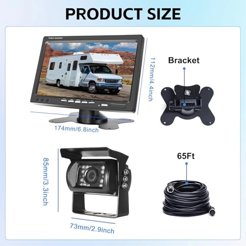 Backup Camera - 720P Night Vision + AHD Monitor - 7 inch Bluetooth