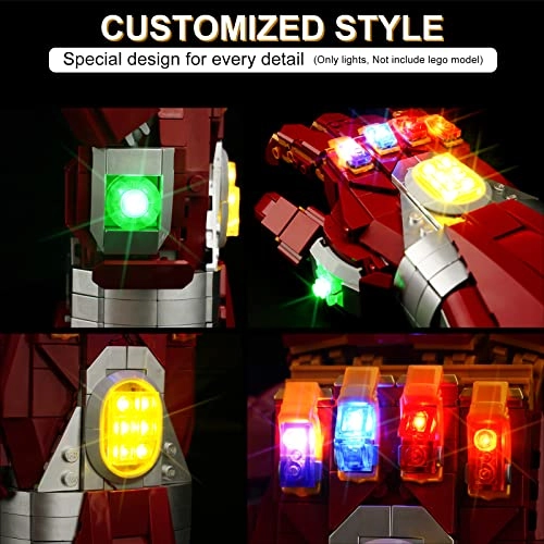 LED Light Kit for Lego Marvel Nano Gauntlet 76223 - Remote Control Version Multicolor