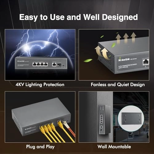 4 PoE Gigabit + 1 GE 5-ports