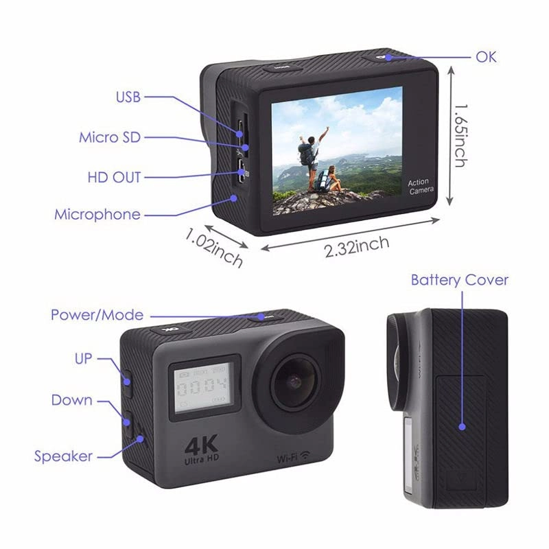 H23.Remote.Action.Camera - 4K 25FPS 2 Inch Display