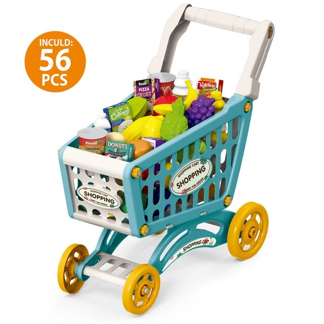 Role Play Market Shopping Cart Toy Set - 56 pcs