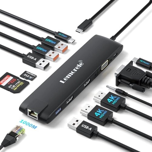 Lemorele Docking Station - USB C MacBook Lenovo HP Dell