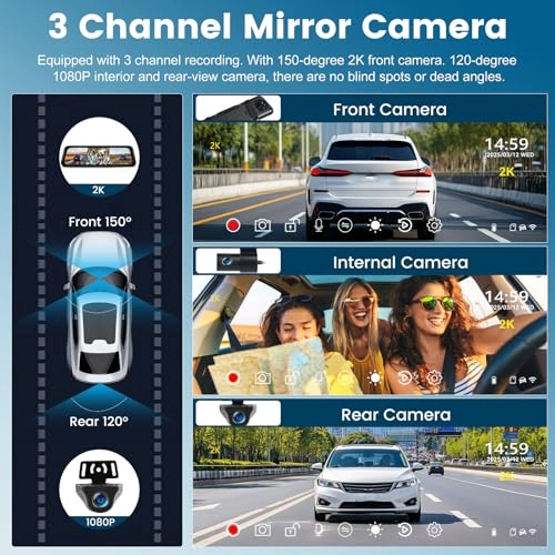 Mirror Dash Cam 3 Channel - 2K