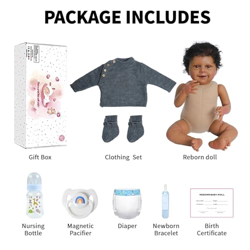 Reborn Baby Doll - 18'' Soft Weighted Cloth Body & Vinyl Limbs African American Ages 3+