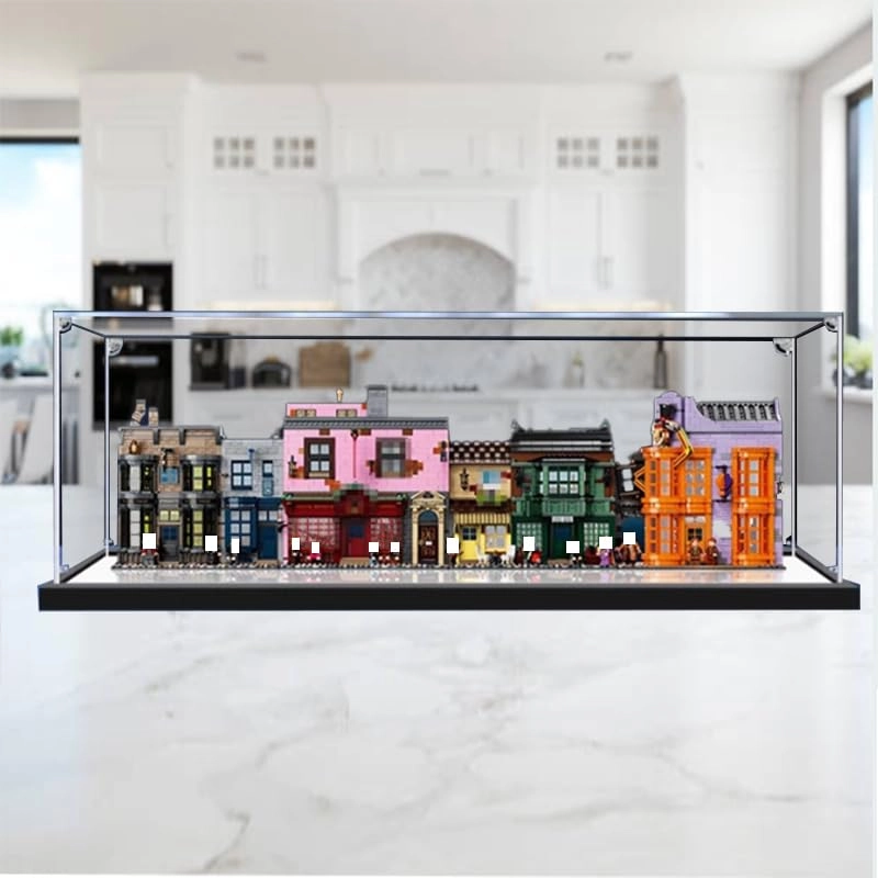 Clear Acrylic Display Case (75978) - 43.30x7.87x13.77in. Black Bottom