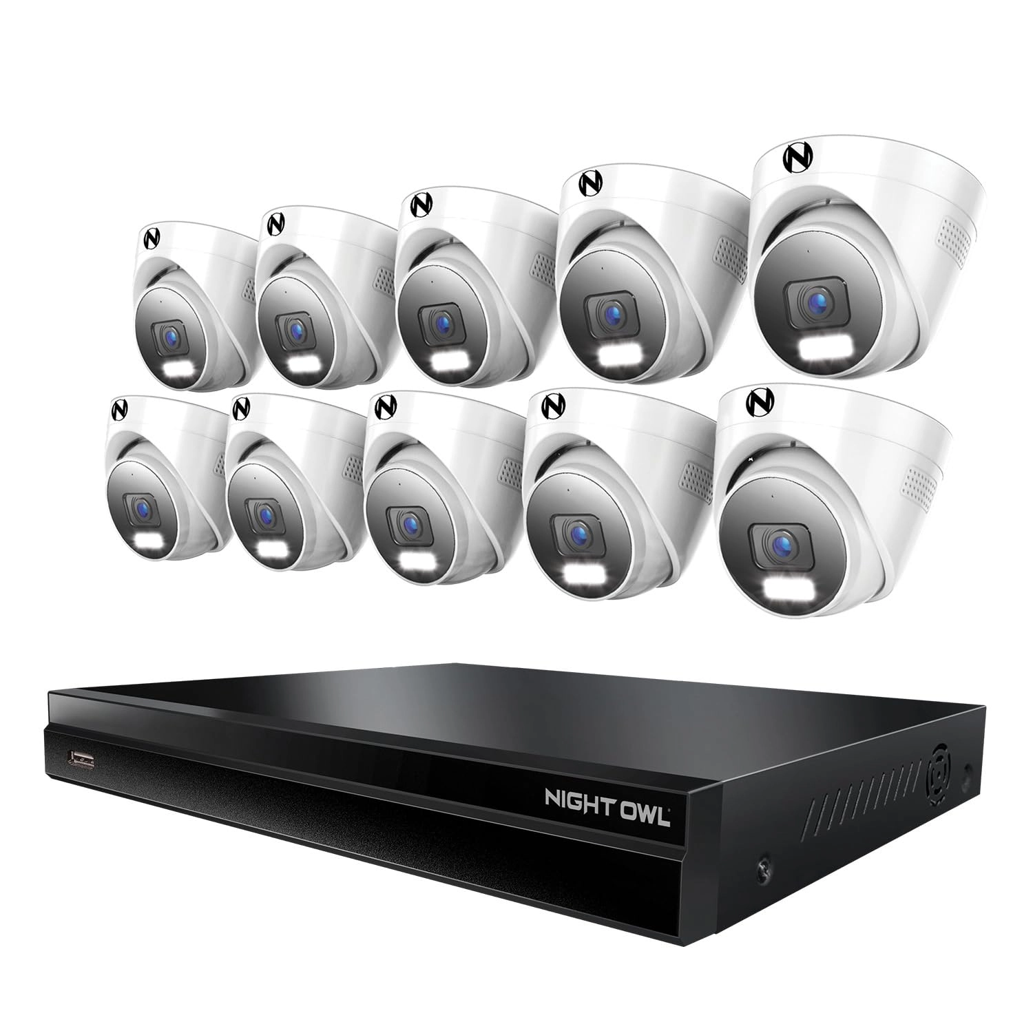 NIGHT OWL NVR - 32 Channel 12MP + HDD - 16TB + Deterrence Dome Camera - 10 Wired 12MP
