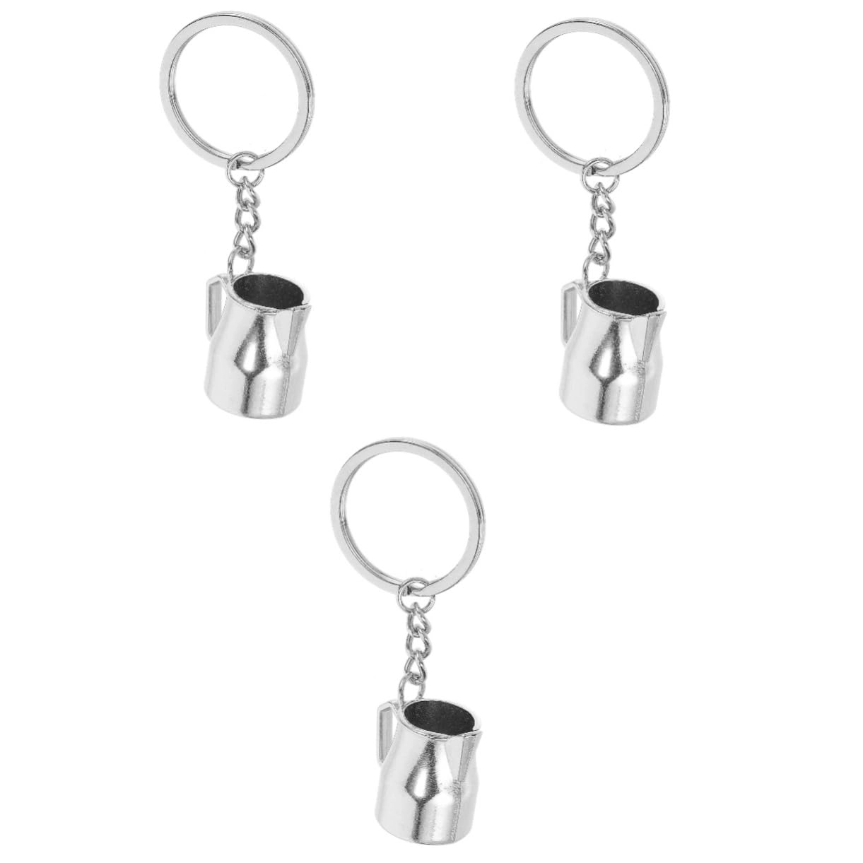 VALICLUD Latte Art Pitcher Keychain - 3pcs Silver Zinc