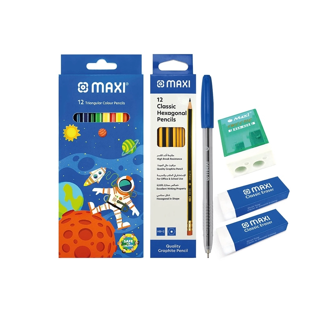 Colour Pencils - 12'S + Black Led Pencil - hb12'S + Classic Erser - 2Pc + Sharpener + Ball Pen