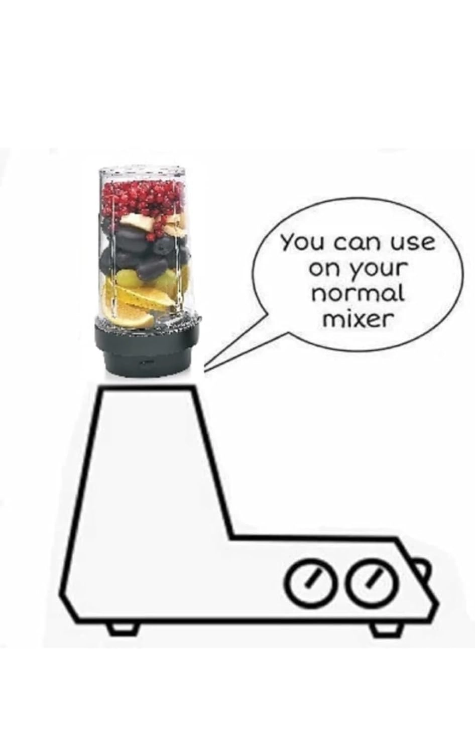 Stainless Steel multipurpose chutney Mixer Jar - 500ML 2 Lock 4 Teeth Coupler