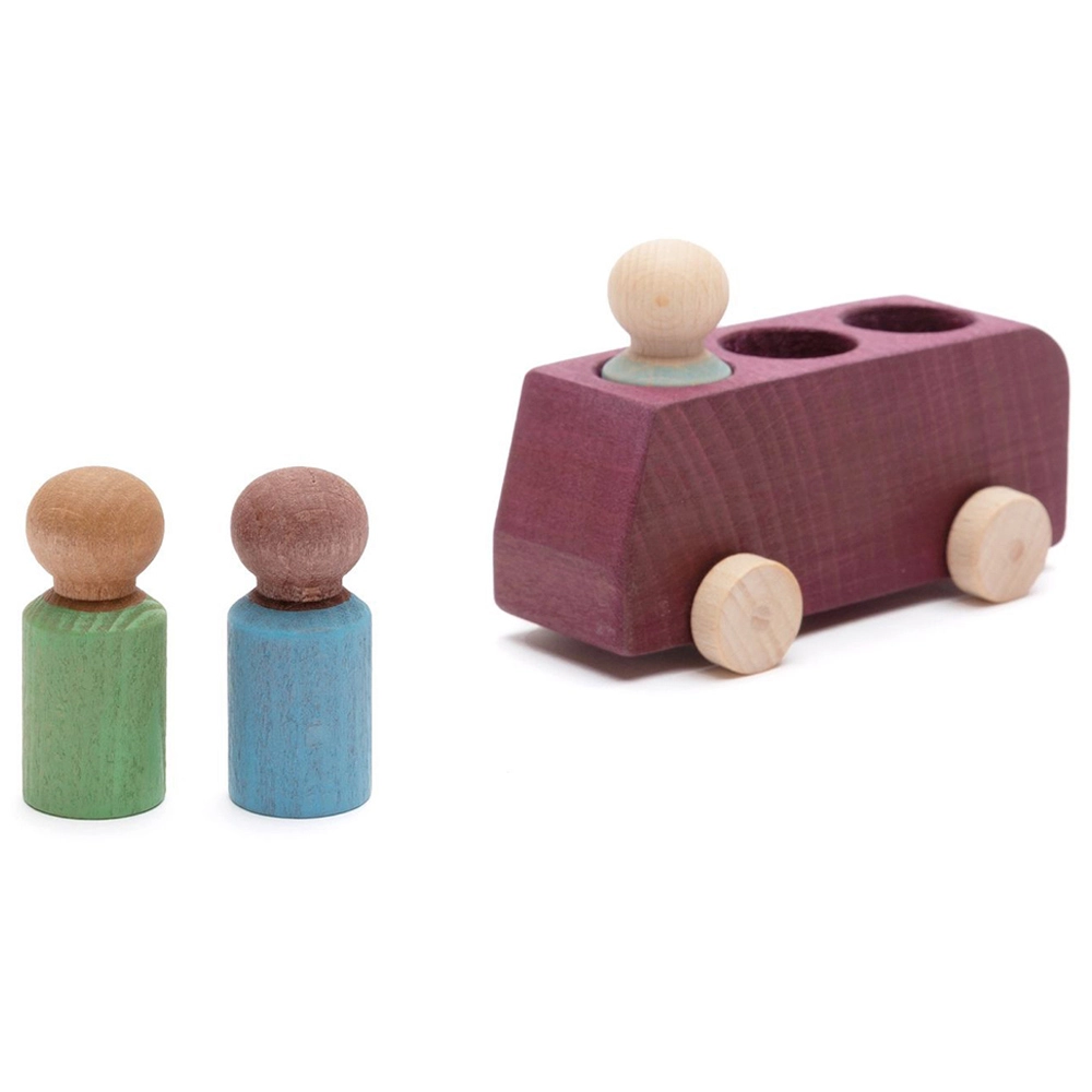 Wooden Bus - three wooden figures