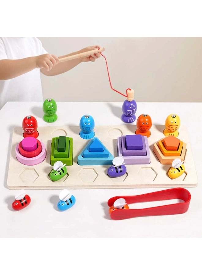 Wooden Fishing and Sorting Game