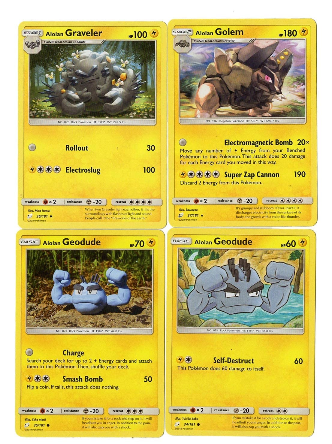 Pokémon Alolan Golem 37/181 - 4pcs