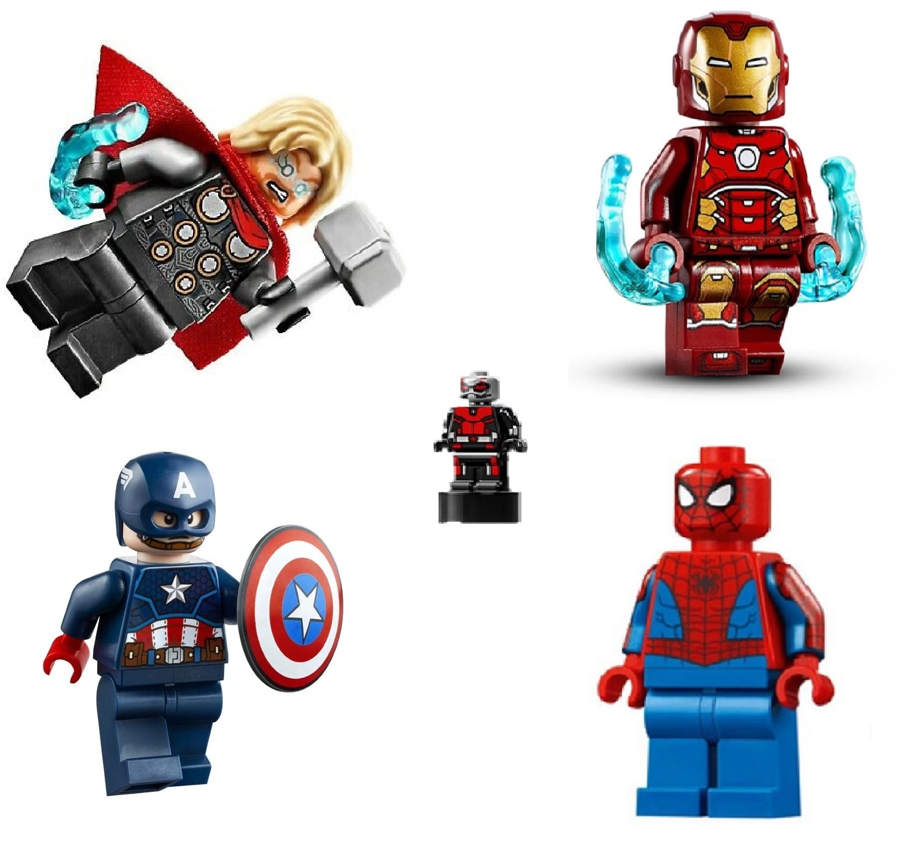 LEGO Thor + Captain America + Spiderman + Micro Ant Man + Iron Man + TheBrickPeople Tile