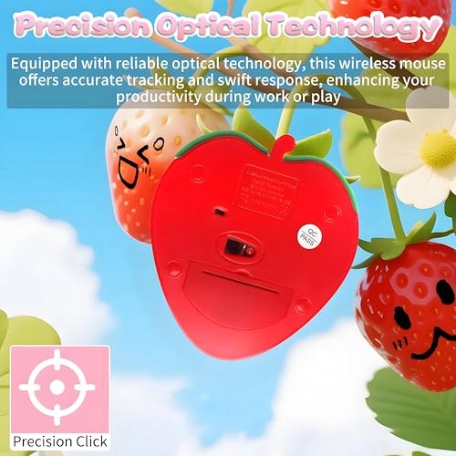 Cute Strawberry Wireless Mouse - Wireless