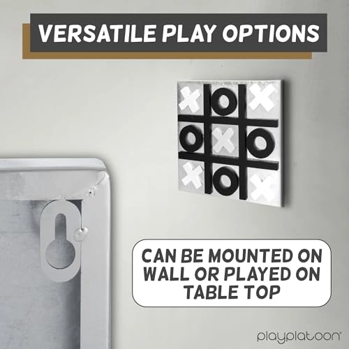 Magnetic Tic Tac Toe - Metal & Wood Wall Mounted Black & White