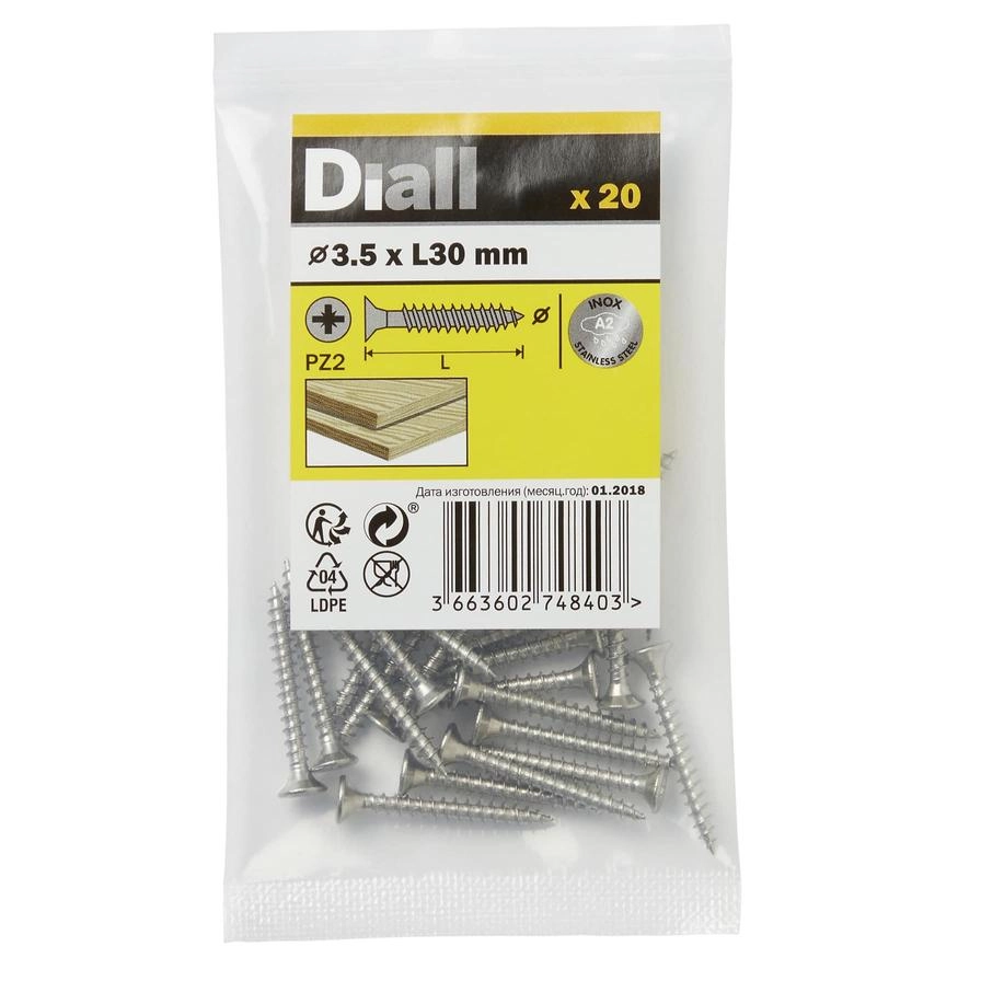 Diall Stainless Steel Screw Pack 3.5mm 30mm