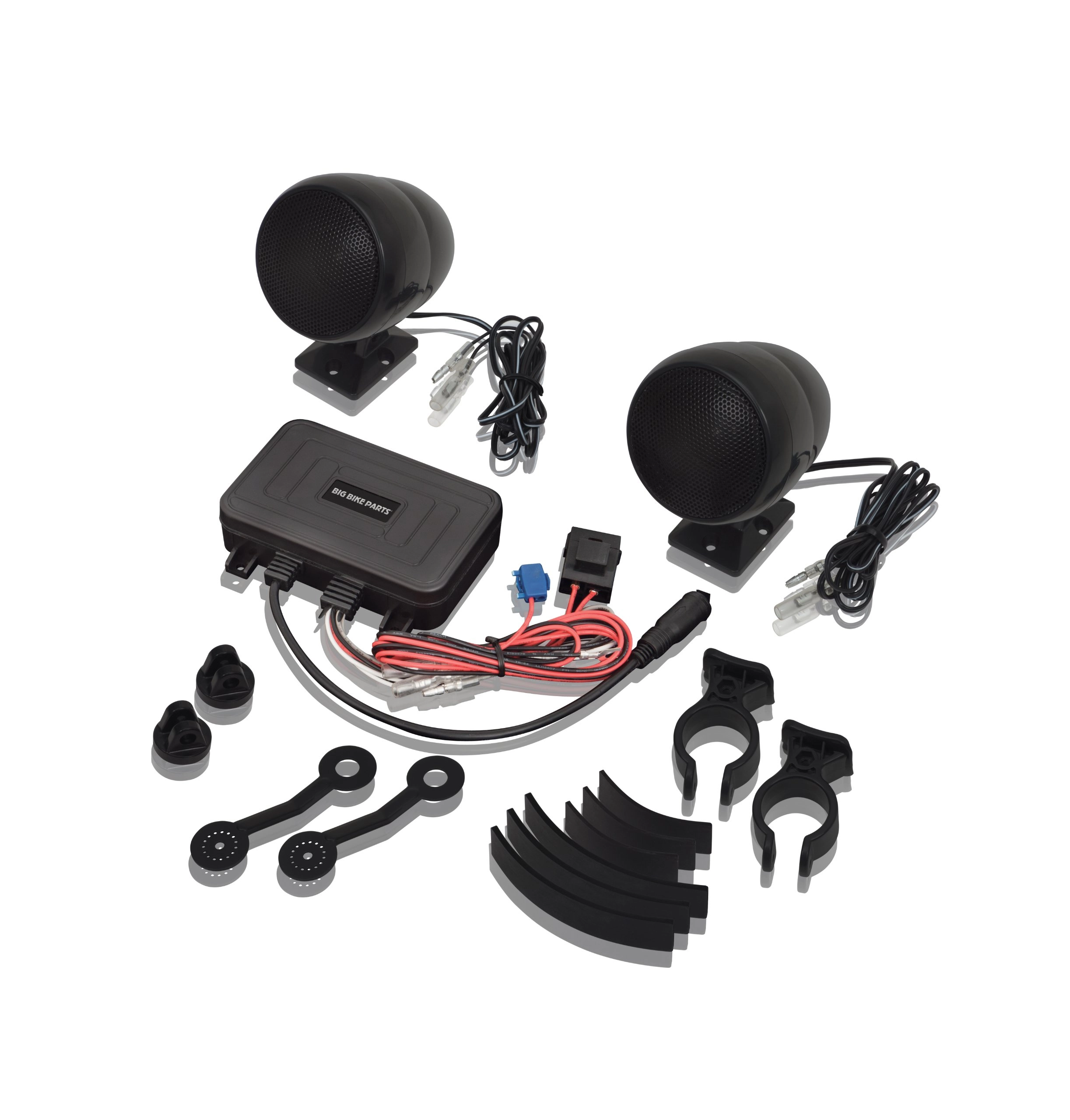 Big Bike Parts Waterproof Bluetooth Sound System - 40W 2.5" Speakers Handlebar Mount