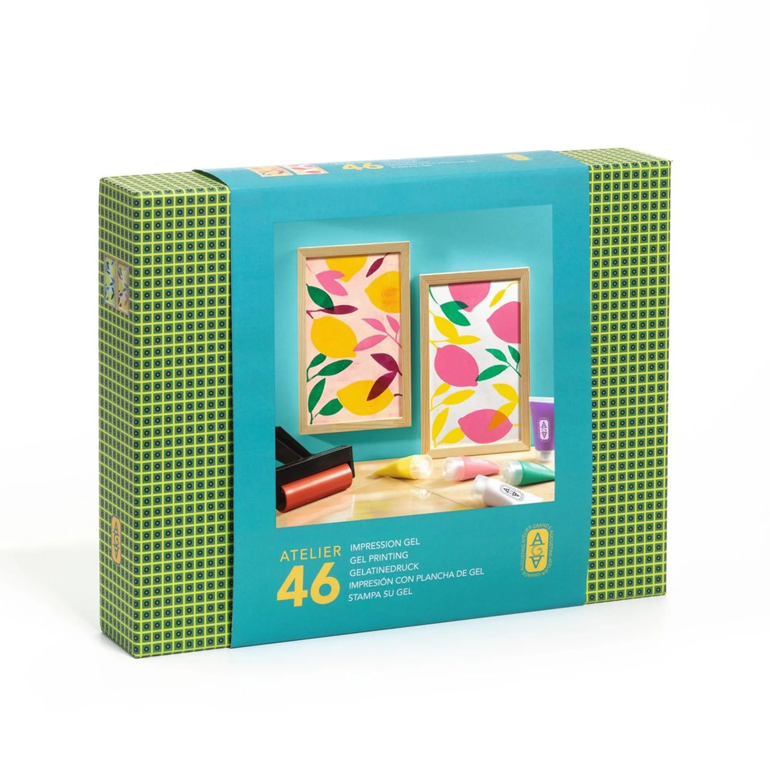 DJECO Atelier 46 - silicone gel plate brayer roller paints stencils