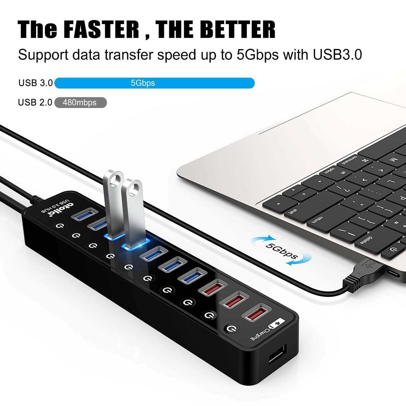 USB 3.0 Hub - 11 Ports 4 Smart Charging Ports
