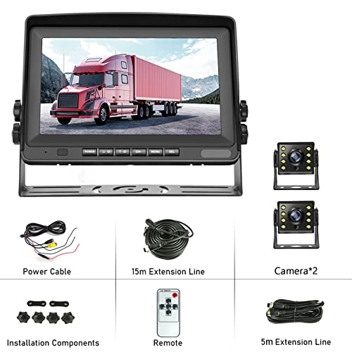 Double Car Backup Camera with LCD Monitor - Night vision Wired 1080P