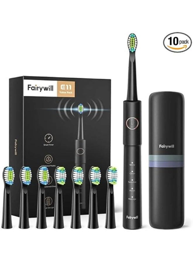 Sonic Electric Toothbrush - Rechargeable 8 Brush Heads 5 Modes