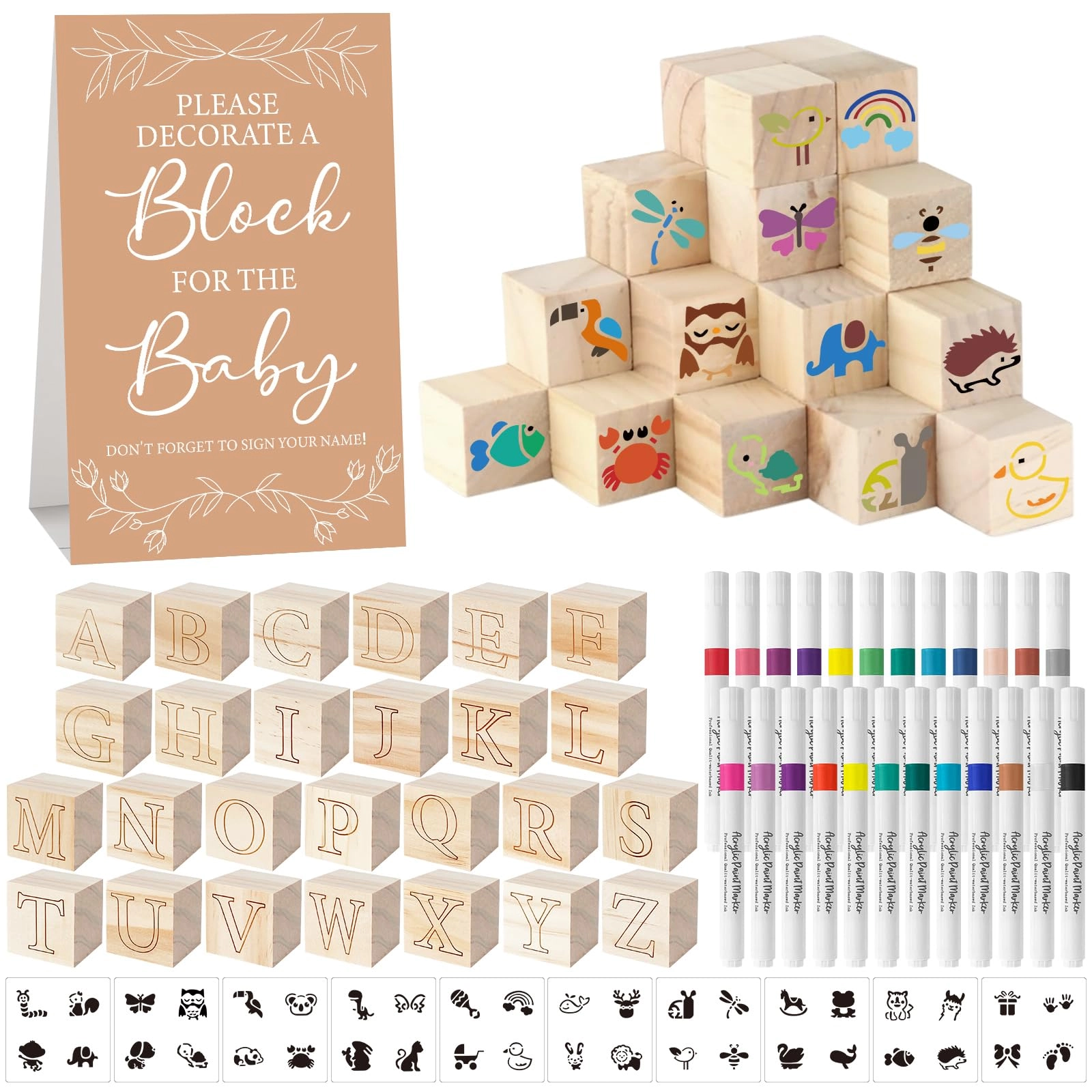 Aisharery Baby Shower Blocks - 12 months - 5 years 117 Pcs
