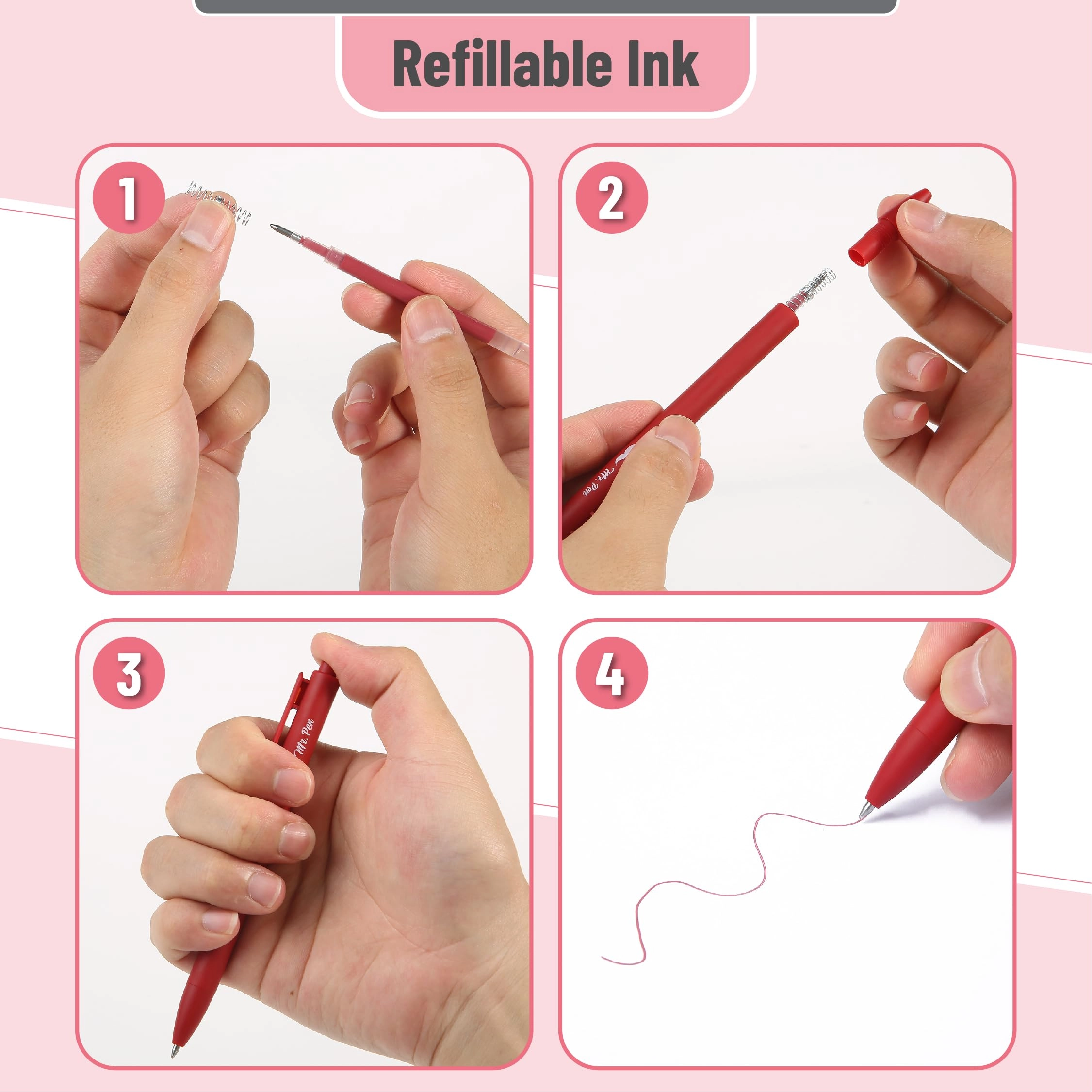 Retractable Gel Pens - 12 Pack 0.7mm