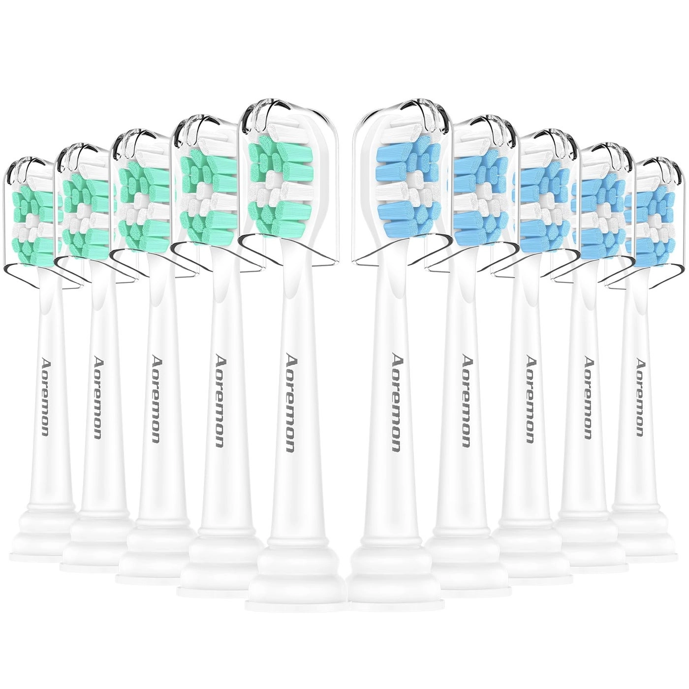 Replacement Brush Heads for Philips Sonicare - 10 Pack Blue and White
