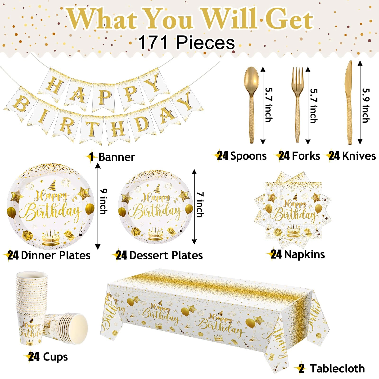171 Pcs Happy Birthday Party Supplies