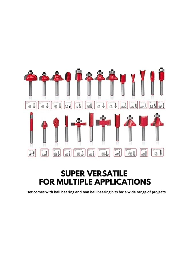 10108 Tungsten Carbide Router Bits - 1/4-Inch 24-Piece