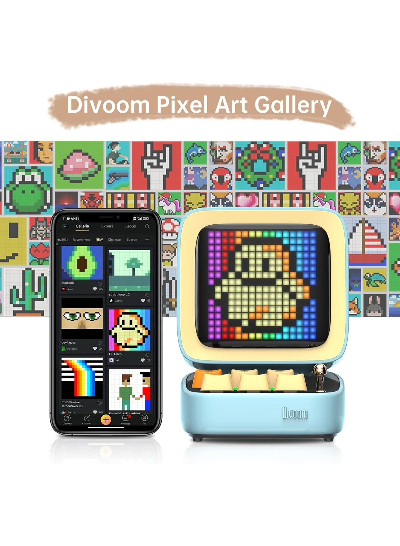Ditoo-Pro - Alarm clock Pixel Art Display