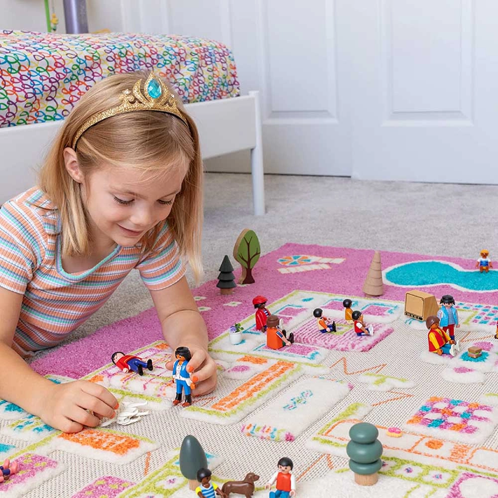 Playhouse Pink Design Educational 3D Carpet Playmat