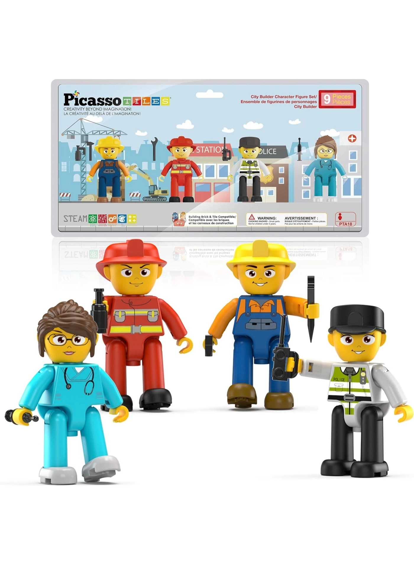 PicassoTiles City Builder Character Figures - 4pcs