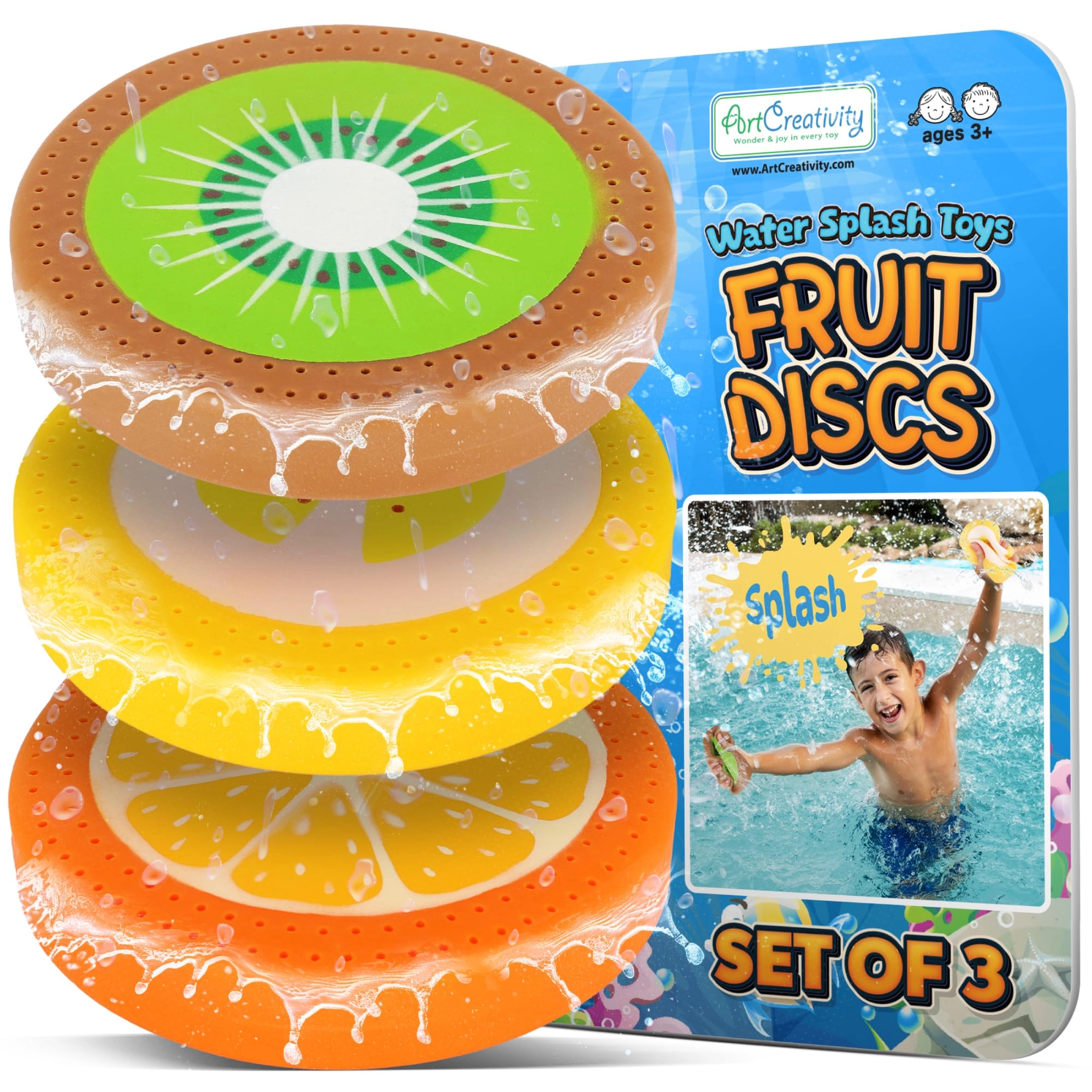 ArtCreativity Fruit Water Splash Toys - Set of 3 Foam