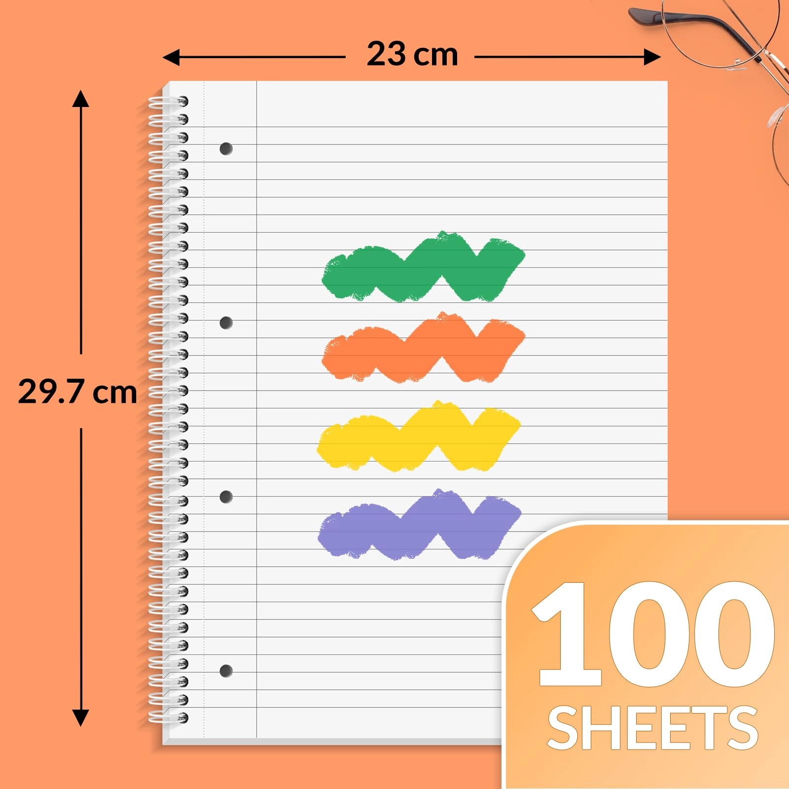 Notebook A4 Spiral - Lined 100 Sheets