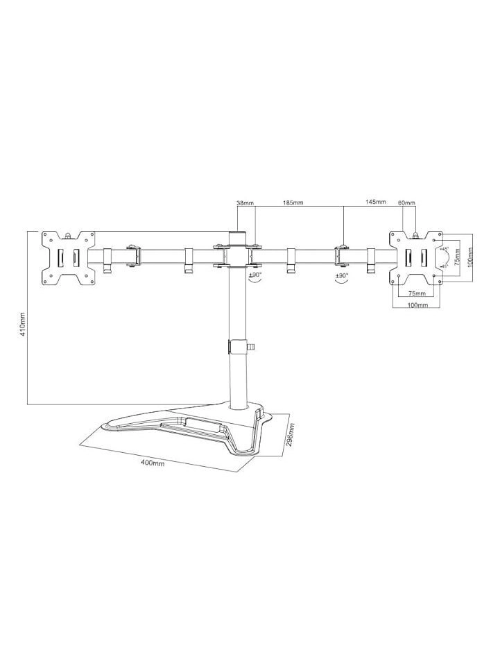 Dual Monitor Stand - 32 Inch 75mm x 75mm or 100mm x 100mm