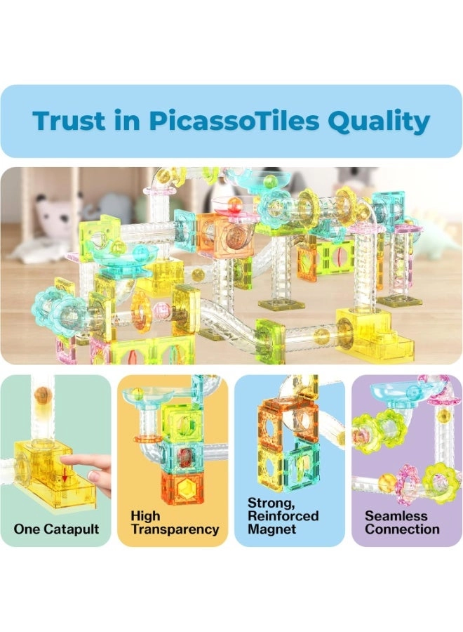 Magnetic Marble Run with Launcher - 80 pcs