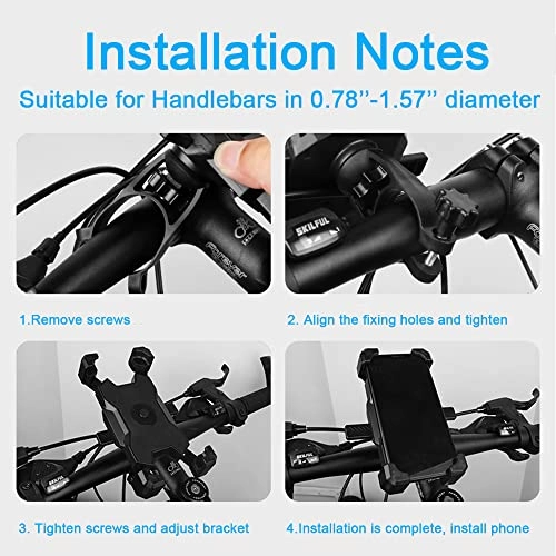 Motorcycle Phone Stand - 360 Degrees Rotating One-Handed Universal 3.5-6.8in