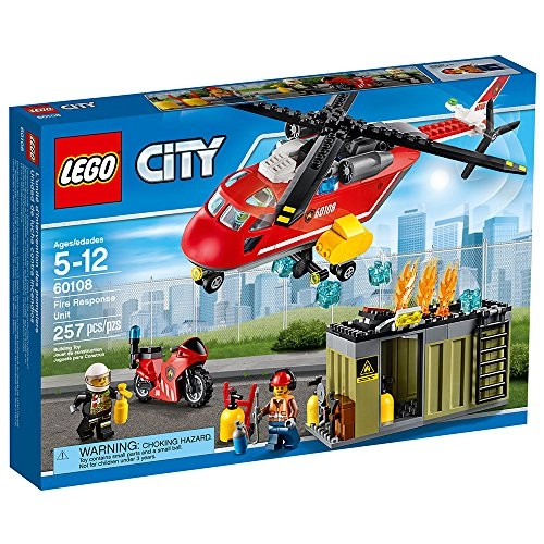 City Fire Response Unit (60108) - 3 Minifigures Helicopter Motorcycle