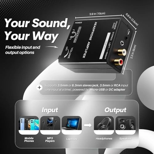 Headphone Amplifier - RCA Input 3.5mm 6.3mm Output