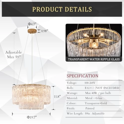 P85-7G1 - 20" 7 Lights Gold