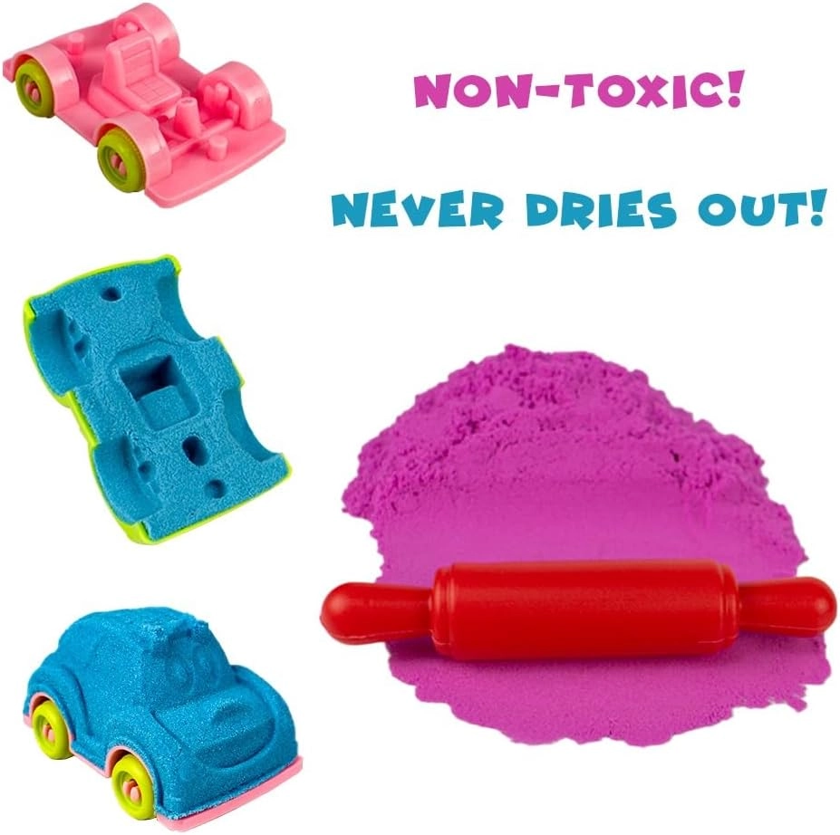 Magical & Moldable Play Sand Set - 3 colors 250g Super Cars