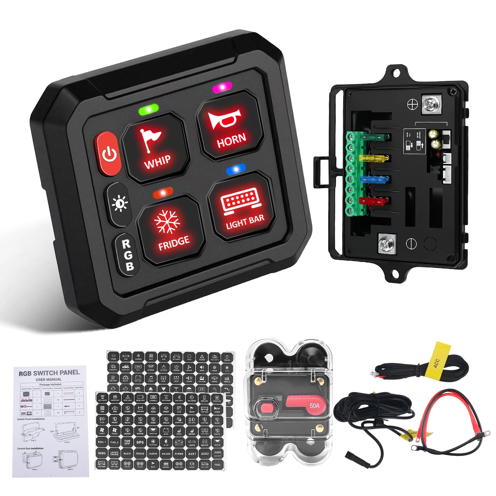 chelhead 4 Gang Switch Panel - RGB 12V/24V