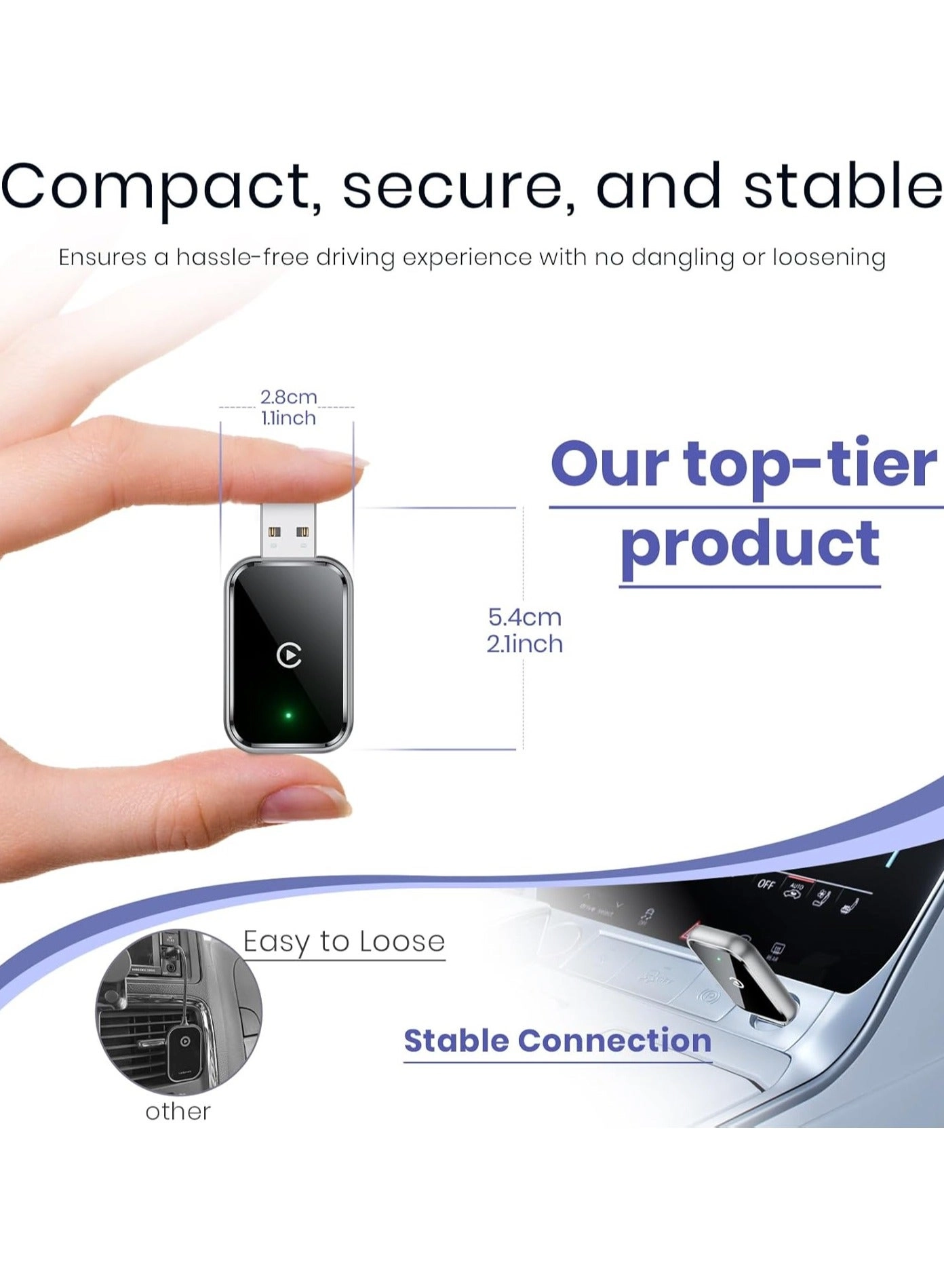 Wireless CarPlay Adapter - For iPhone Android USB & USB-C