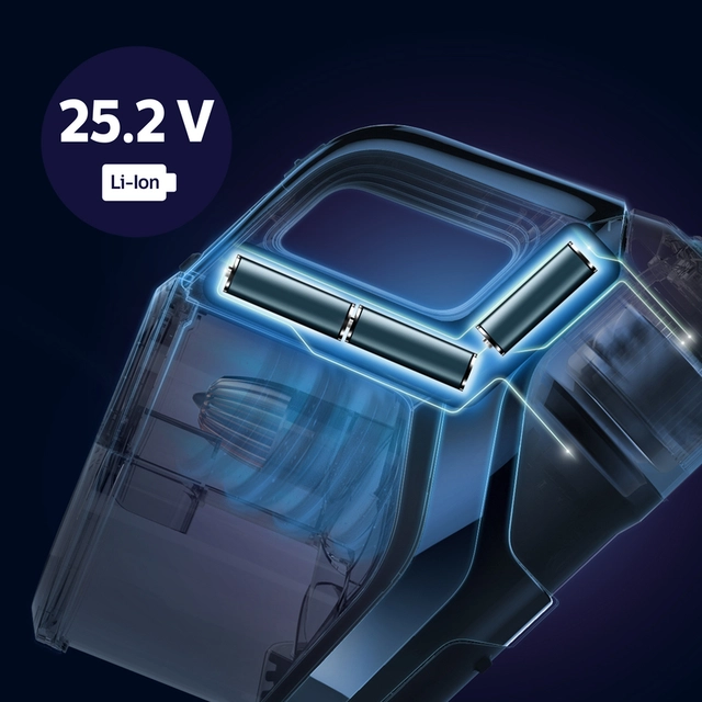Up to 65 minutes of cleaning power with 25 V Li-Ion batteries
