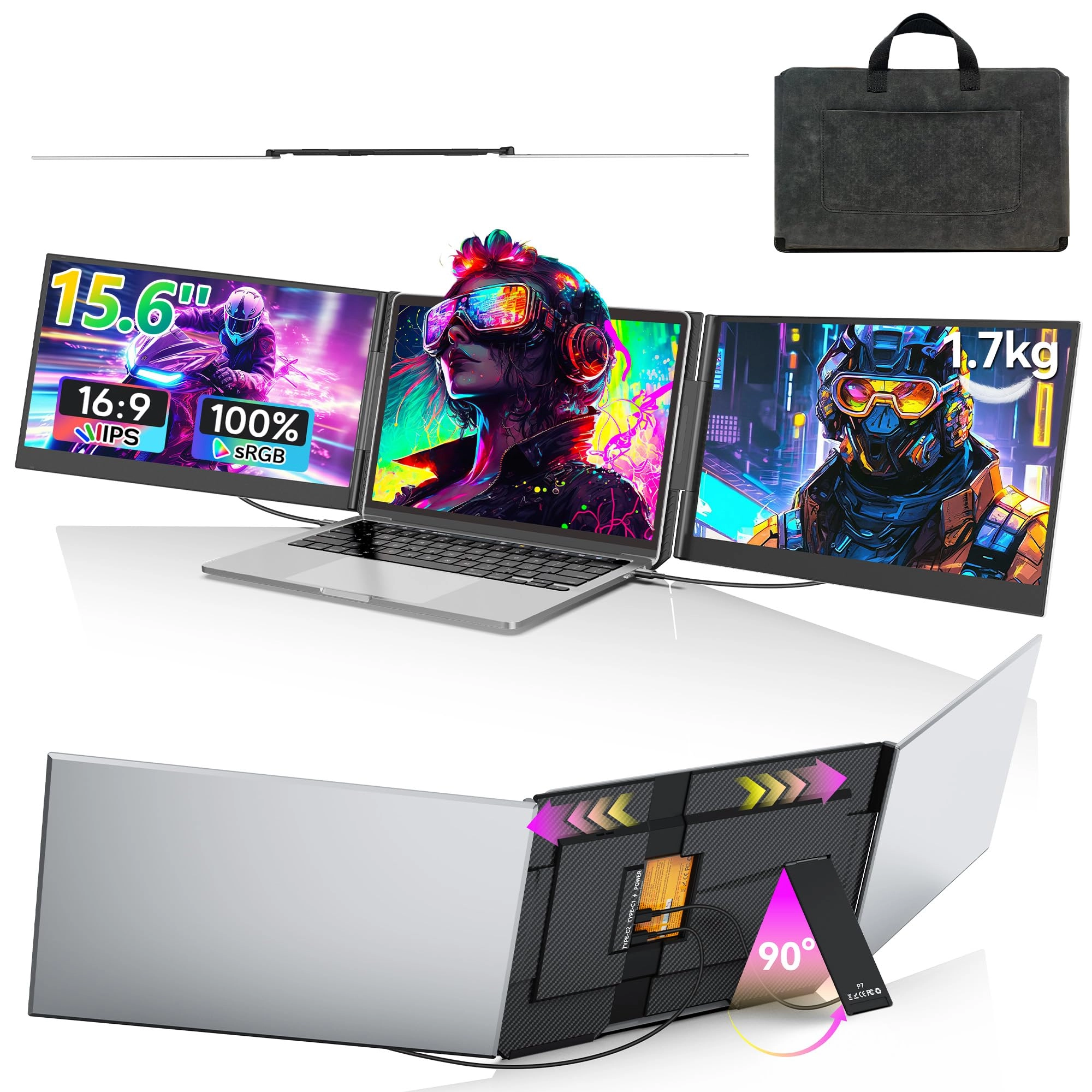 Shenzhen Baijiayoupu Technology Co., Ltd. Triple Laptop Screen Extender - S3 15.6 Inches 1920x1080