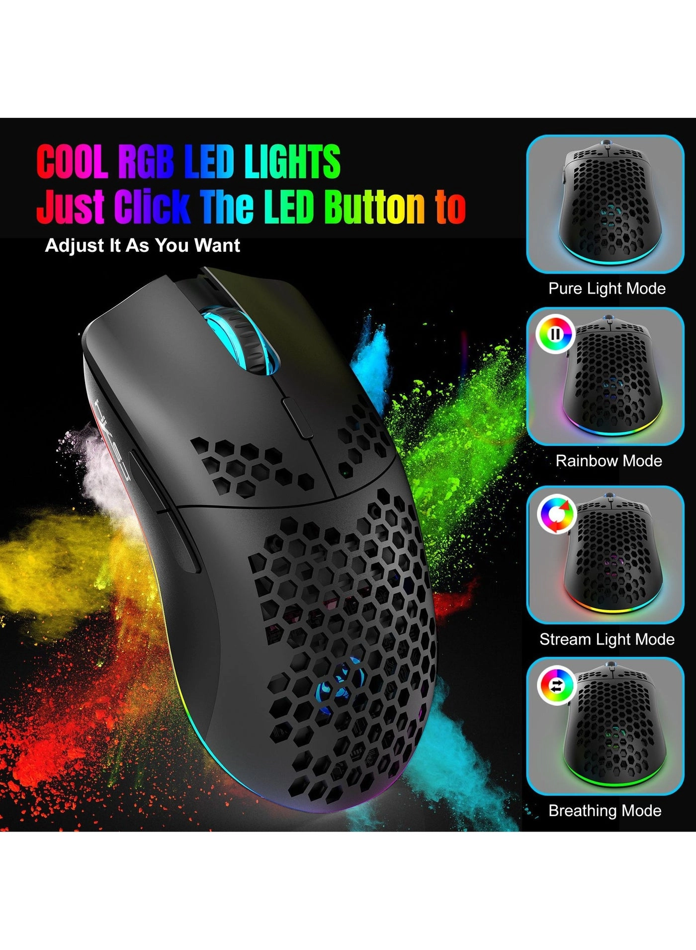 T66 RGB Gaming Mouse - Wireless