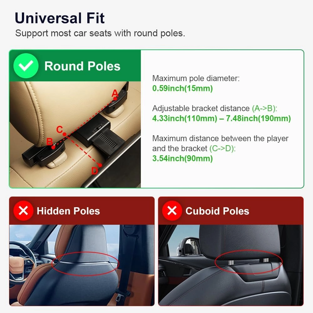 Portable Car TV Headrest Monitor - 4K 14 inch