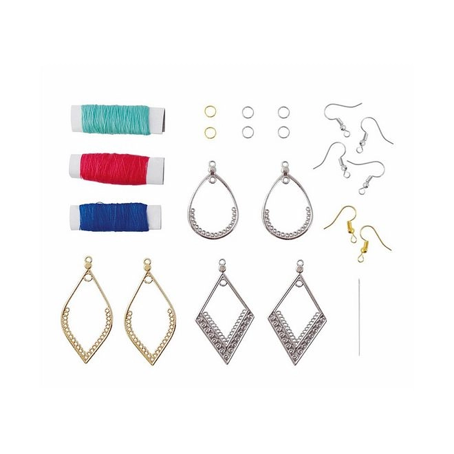 18-Piece String Art Jewellery Set - Create up to 3 Colorful Earrings Includes Needles Threads Instructions