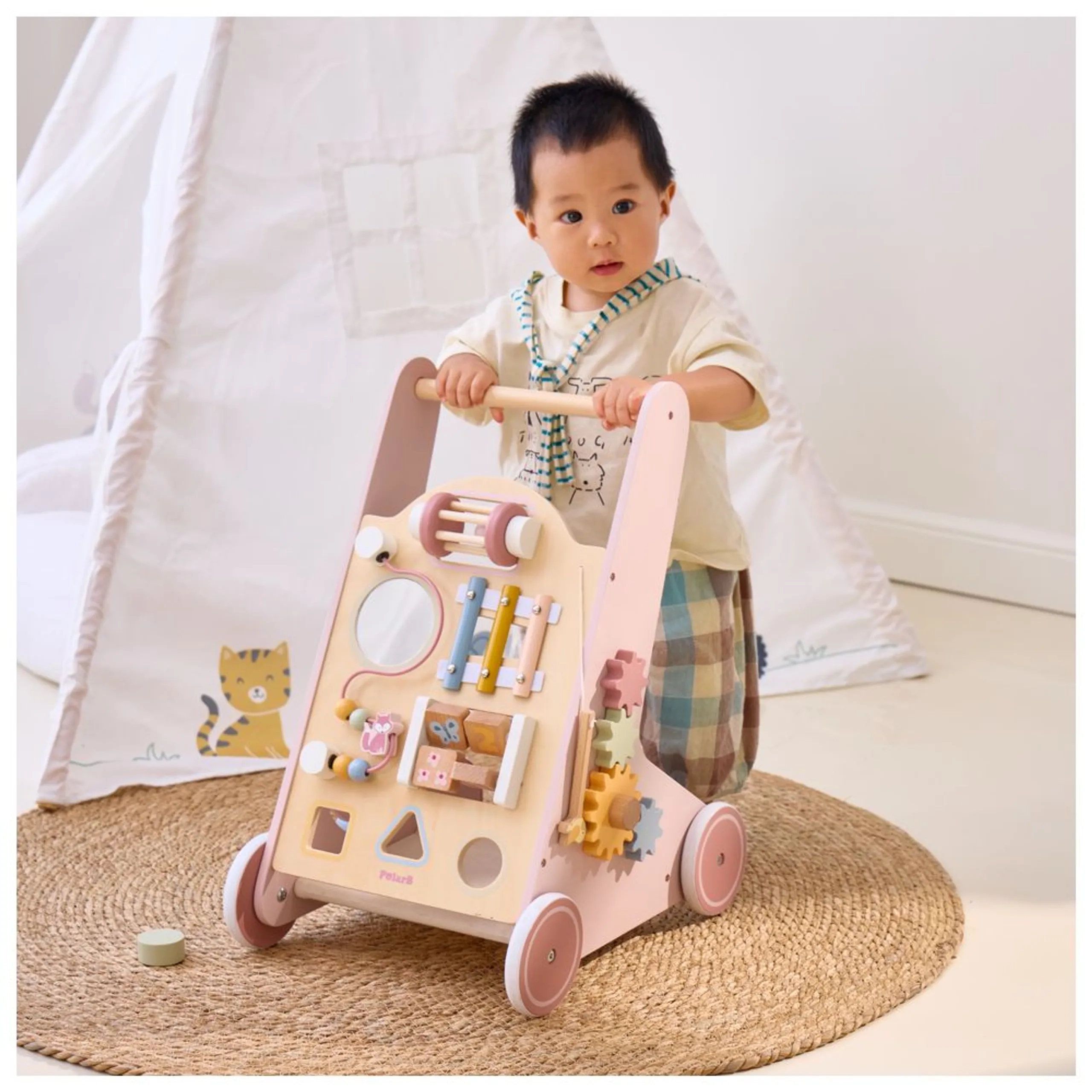 Wooden Baby Walker - 12 months+ Built-In Storage